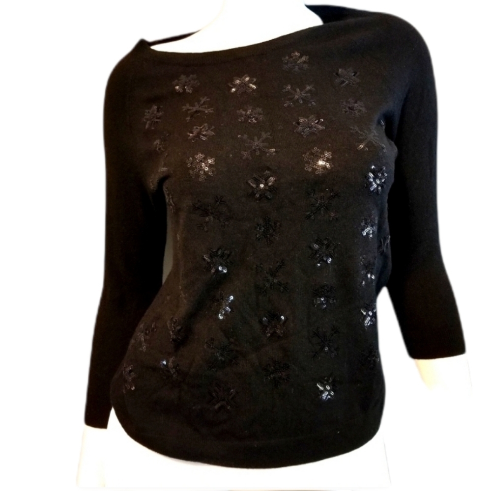 NWT Black Sweater with Sparkly Snowflakes